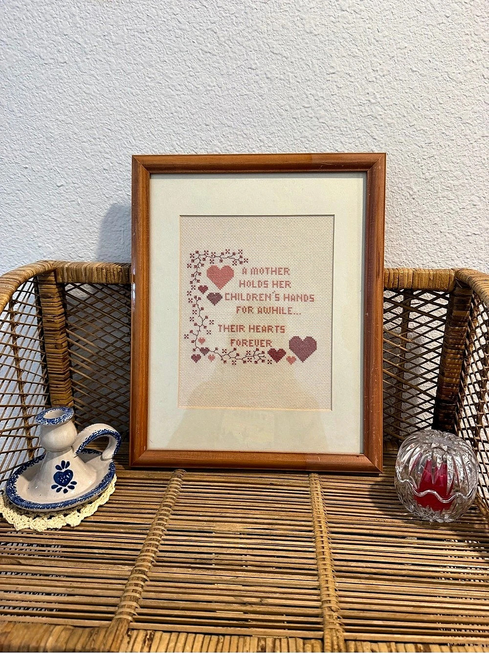 Framed Needlepoint Mother and Children